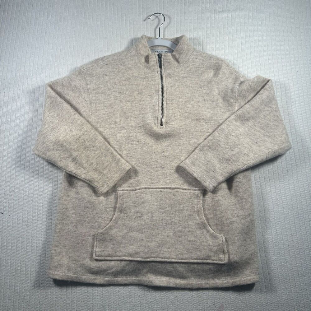 Valerie Stevens Sport Women’s Large Wool Blend 1/4 Zip Pullover Sweater Beige